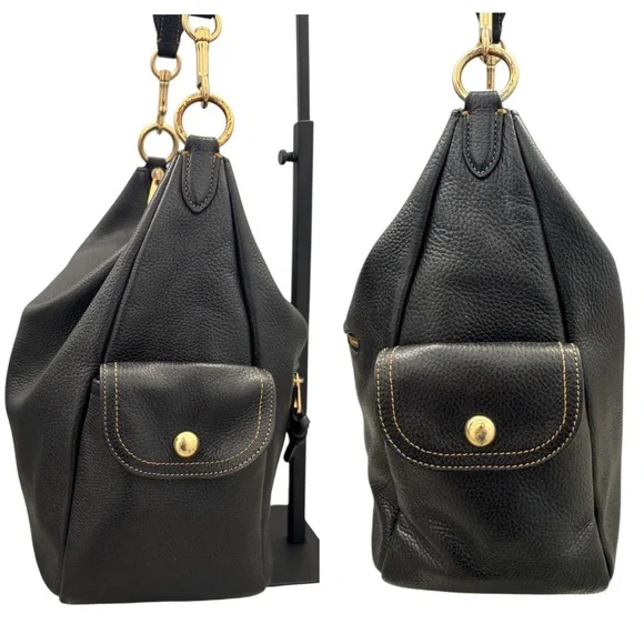 Coach Pennie Black Leather Shoulder Crossbody Gold Hardware 6152 Purse EUC - Picture 2 of 13